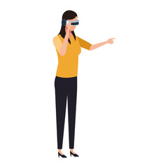 woman using technology of augmented reality vector design