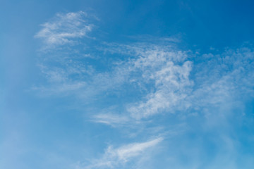 Fantastic clouds against blue sky, panorama