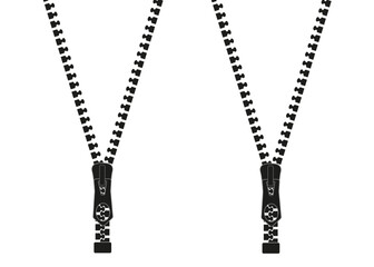 Vector illustration. Zippered lock and unlock. Zipper buttoned. Closed and open zipper. Set  © vikusandra