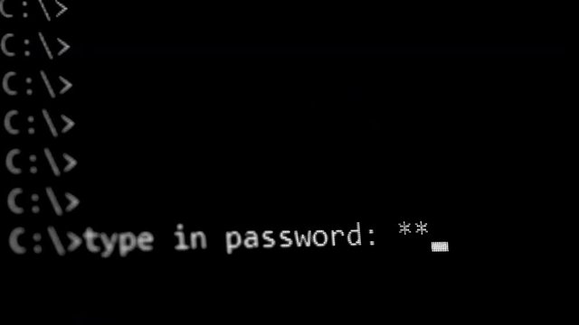 close up of a computer display of someone entering a password. 4K UHD Video