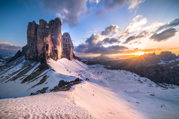 Tre Cime (Drei Zinnen) at sunset