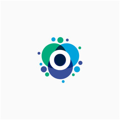 zero with dot abstract logo designs. molecule Logo design , Lab Logo Design Element , Design Vector with Dots concept. - VECTOR