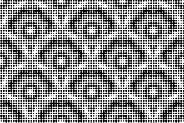 Abstract halftone ornamental geometric background. Pop art style card. Grunge texture. Vector  illustration. 