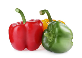 Fresh ripe bell peppers isolated on white