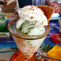 ice cream in bowl with cones
