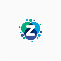 initial letter Z with dot abstract logo designs. molecule Logo design , Lab Logo Design Element , Design Vector with Dots concept. - VECTOR