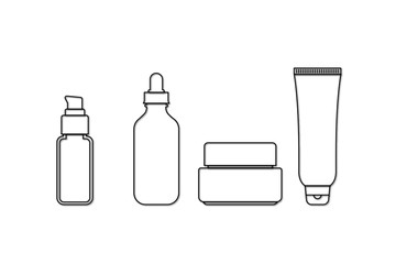 Set of illustration of skin care treatment products for girls