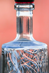 The necks of glass bottles close-up
