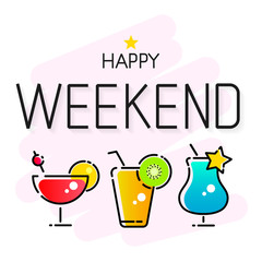 Vector Happy Weekend Background Suitable For Greeting Card, Poster Or T-shirt Printing.