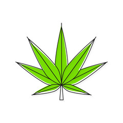 Green Cannabis marijuana Hemp Leaf Flat Vector Icon For Apps