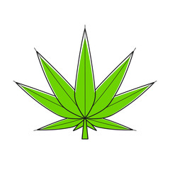 Green Cannabis marijuana Hemp Leaf Flat Vector Icon For Apps