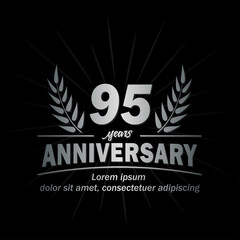 Naklejka premium 95 years logo. Ninety-five years anniversary vector and illustration design template.