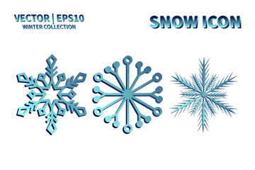 Snowflake vector icon set. Christmas and winter snow flake element collection. Isolated flat new year holiday decoration illustration template. Cold weather object design 