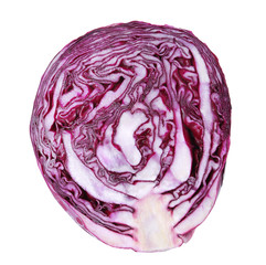Obraz premium Fresh ripe red cabbage isolated on white