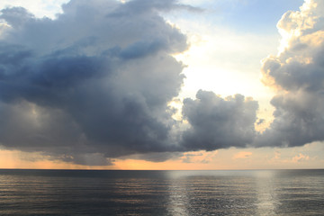 Stormy clouds by the Caribbean sea in Cozumel, Mexico