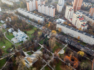 Moscow, a top view of the park and the estate "Grachevka"