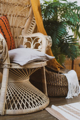 Cozy house with room in boho style interior