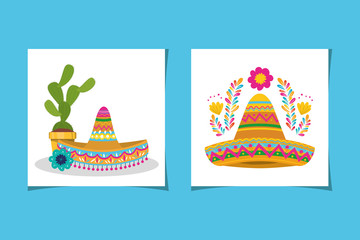 Mexican hat and cactus vector design