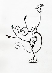 drawing mouse skate black white