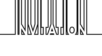 Invitation card - caption as black continuous outline - vector