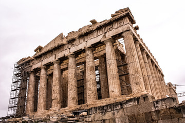The Parthenon of Athens on a cloudy day 