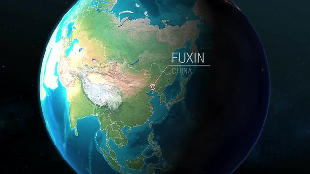 China - Fuxin - Zooming from space to earth