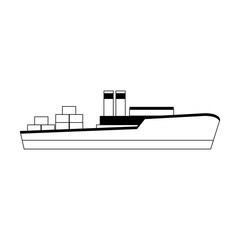 cargo ship icon, flat design