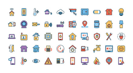 Smart home icon set vector design