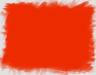 Pure red background with jagged white frame.
