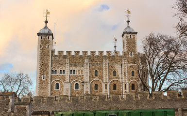 Fototapeta na wymiar Medieval London building in a winter afternoon