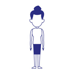 cartoon afro woman standing icon, flat design