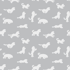 Bichon frise dog breed seamless pattern. Vector.