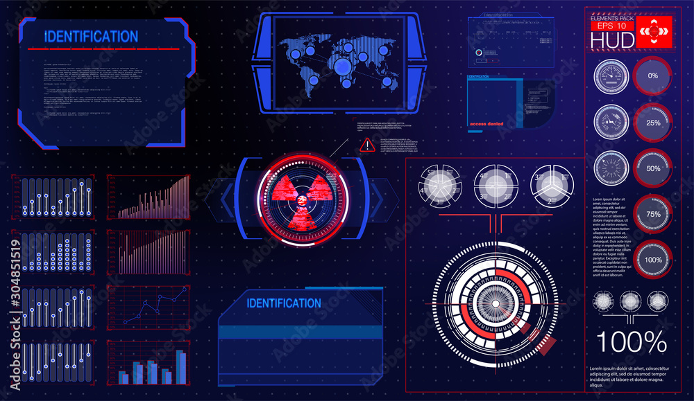 Poster warning frame. abstract tech design blue and red futuristic frame in modern hud style background. ab