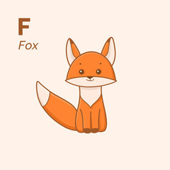 Fox sitting, cute character for children. Good illustration in cartoon style.