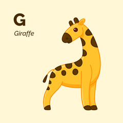 Fototapeta premium Cartoon giraffe, cute character for children. Good illustration in cartoon style. Animal alphabet.