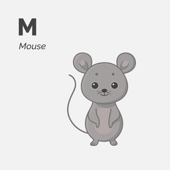Cartoon mouse, cute character for children. Vector illustration in cartoon style.