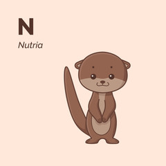 Nutria - cute character for children. Good illustration in cartoon style. © Lili Kudrili