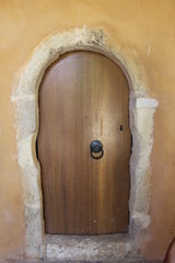 Old door in Arkadi Monastery Rethymnon, Crete, Greece