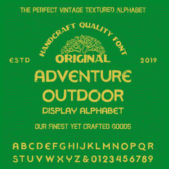 Hand Made Bakery Font  custom handwritten alphabet and logotype. Original Letters and Numbers. Vintage retro hand drawn typeface .Vector illustration. Textured Version.