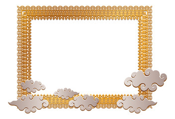 Chinese gold frame with clouds vector design