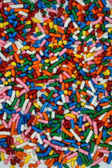 sugar sprinkles isolated, decoration for baked goods, cakes. Background