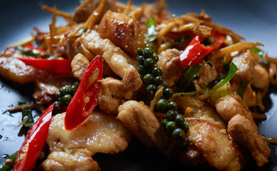 The stir-fry spicy belly pork