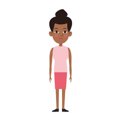 cartoon afro woman standing icon, flat design