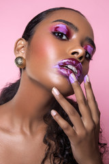 African American female beauty shoot creative make up - 304860181