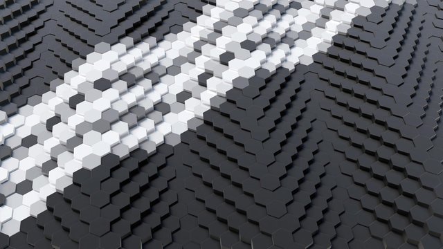 Black Hexagonal Array with Tripple White Lines 3D Render