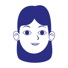 cartoon woman smiling icon, flat design
