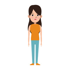 young woman standing icon, colorful design
