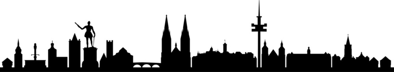 Naklejka premium Regensburg City Skyline Vector Silhouette