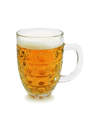 Glass beer mug  with frothy drink isolated on white background