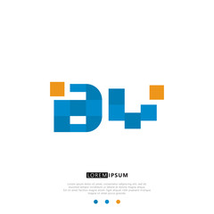 BW B W Logo Monogram with Blue and yellow Colors. modern letter logo design